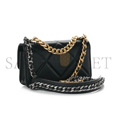 CHANEL LAMBSKIN QUILTED 19 FLAP PHONE HOLDER WITH CHAIN AP3067 B04852 94305 (17*10.5*3cm)