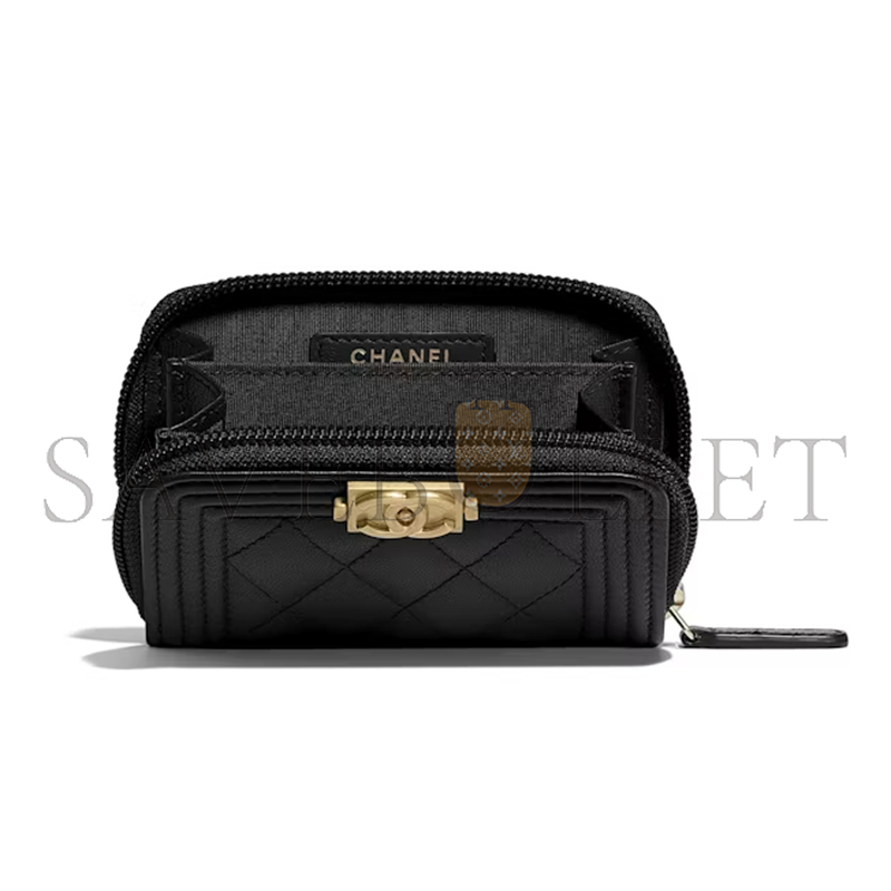 CHANEL BOY ZIPPED COIN PURSE A80602 Y07659 94305 (11*7.5*2cm)