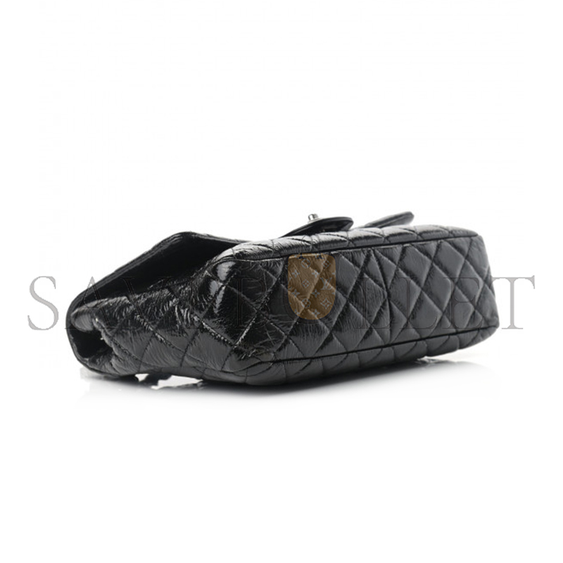CHANEL CRINKLED PATENT QUILTED JUMBO SINGLE FLAP 1191914 (30*18*8cm)