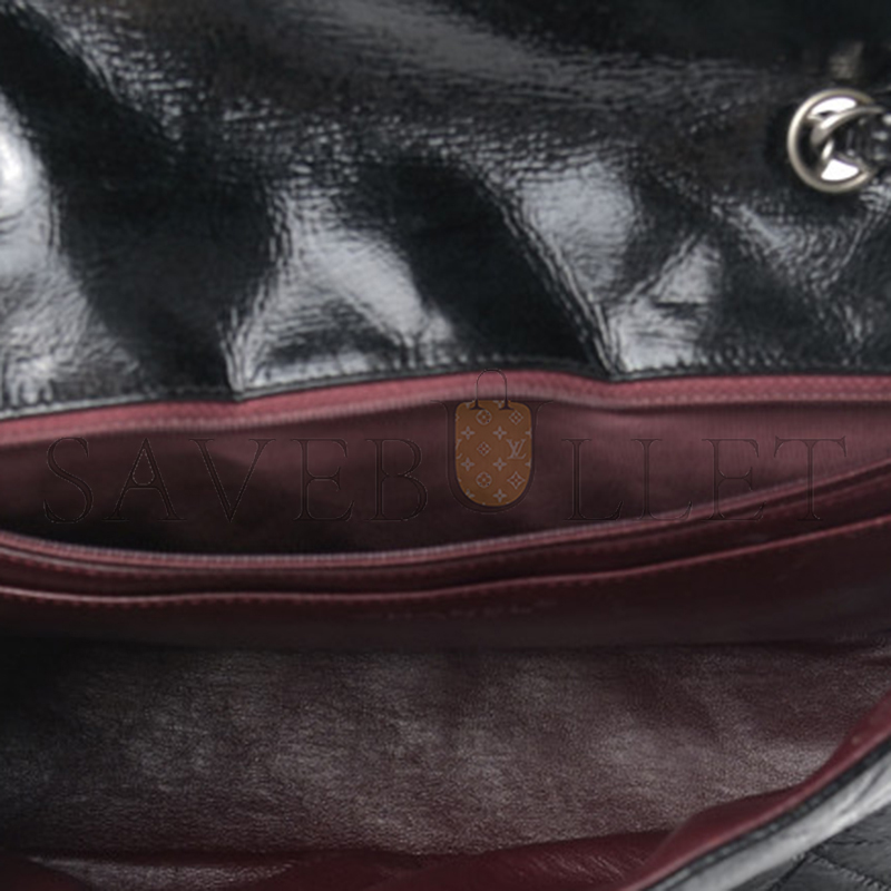 CHANEL CRINKLED PATENT QUILTED JUMBO SINGLE FLAP 1191914 (30*18*8cm)
