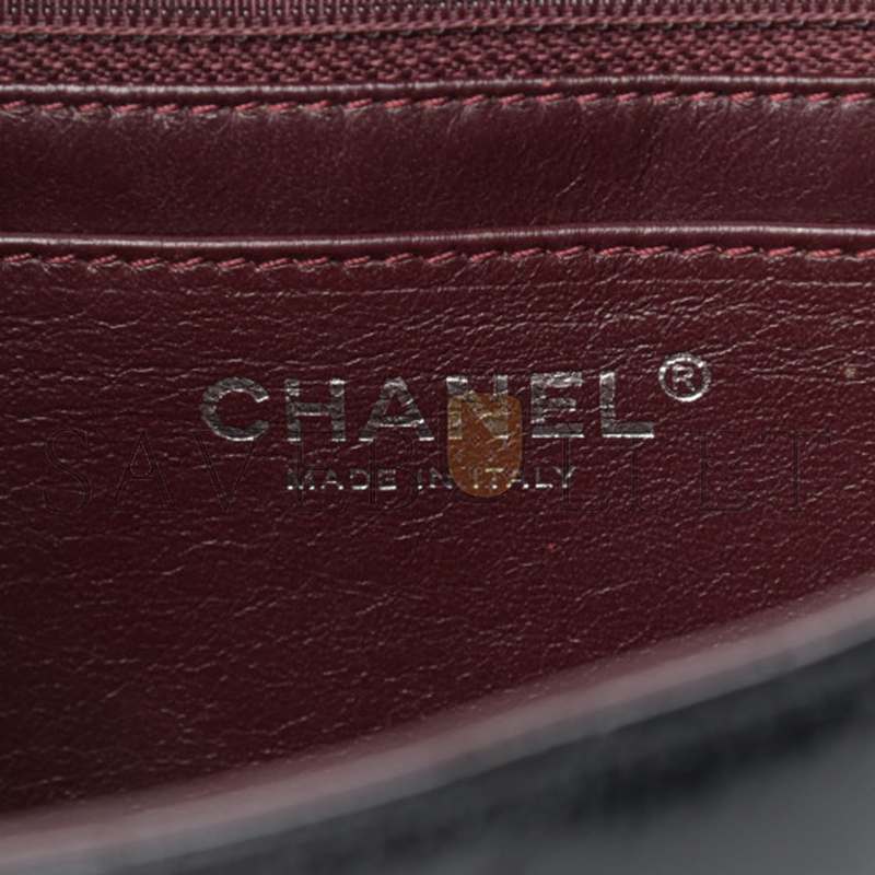 CHANEL CRINKLED PATENT QUILTED JUMBO SINGLE FLAP 1191914 (30*18*8cm)