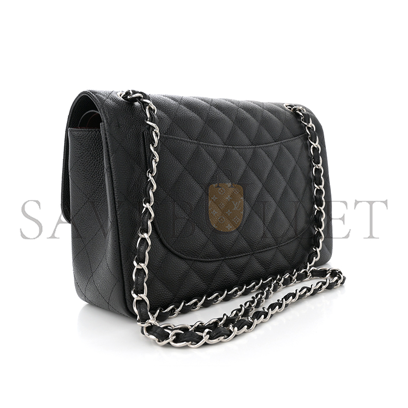 CHANEL CAVIAR QUILTED JUMBO DOUBLE FLAP BLACK 1633607 (30*20*9cm)