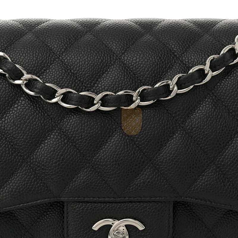 CHANEL CAVIAR QUILTED JUMBO DOUBLE FLAP BLACK 1633607 (30*20*9cm)