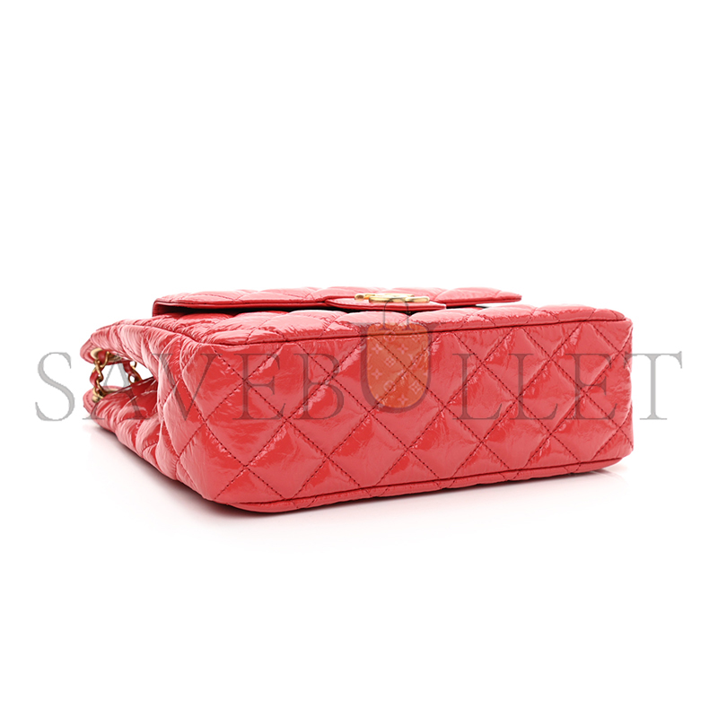 CHANEL SHINY CRUMPLED CALFSKIN QUILTED SMALL WAVY CC HOBO AS3690 (23*18*6cm)