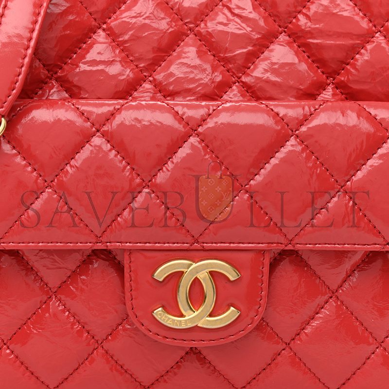 CHANEL SHINY CRUMPLED CALFSKIN QUILTED SMALL WAVY CC HOBO AS3690 (23*18*6cm)