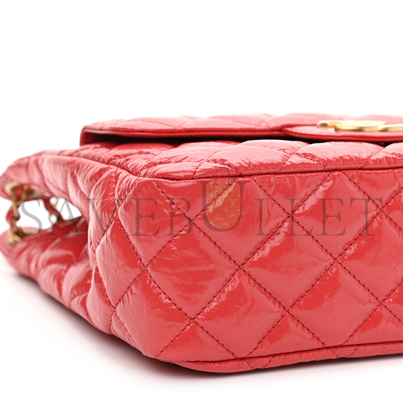 CHANEL SHINY CRUMPLED CALFSKIN QUILTED SMALL WAVY CC HOBO AS3690 (23*18*6cm)
