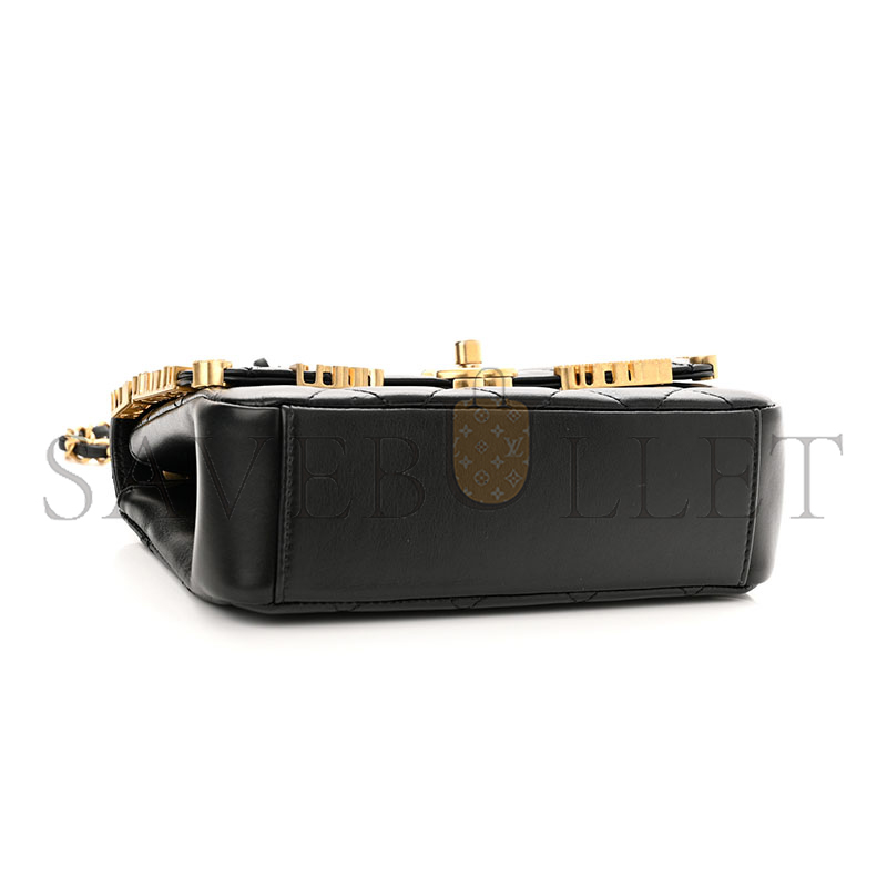 CHANEL LAMBSKIN ENAMEL STRASS QUILTED MINI PARIS MONACO FLAP 1201310 (19*13*6cm)