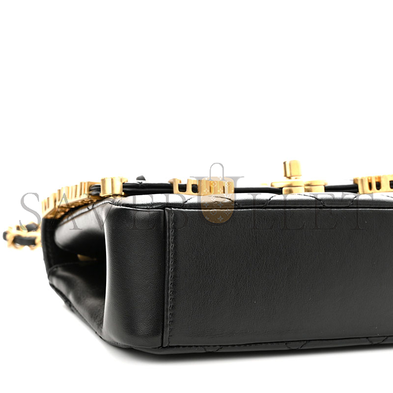 CHANEL LAMBSKIN ENAMEL STRASS QUILTED MINI PARIS MONACO FLAP 1201310 (19*13*6cm)