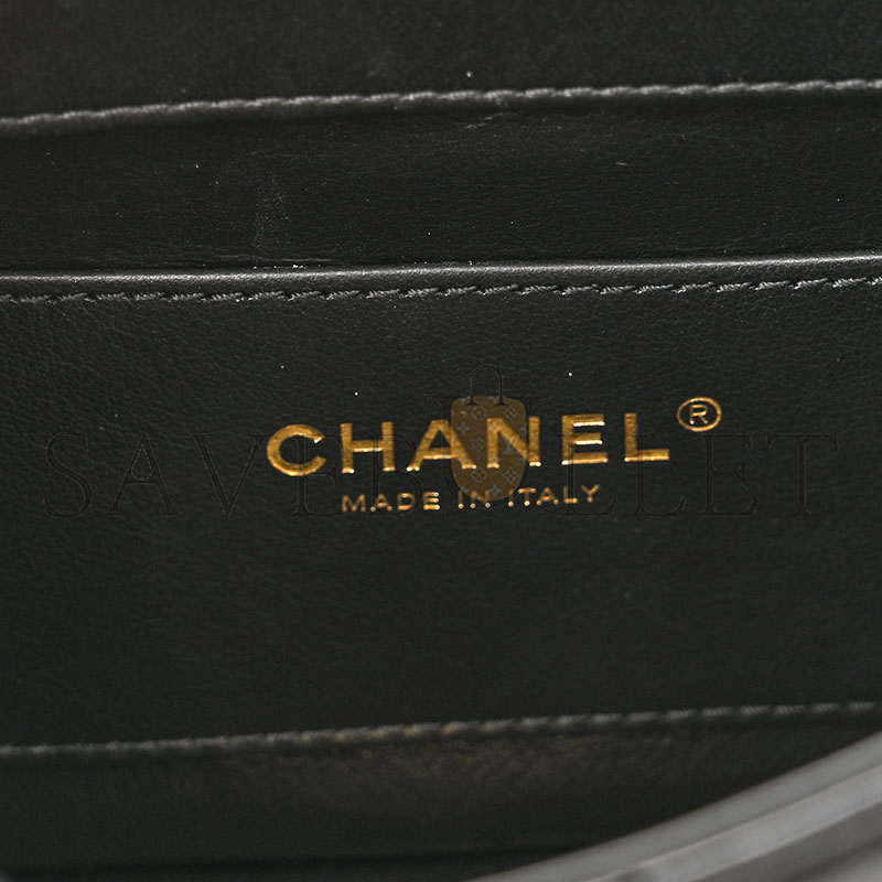 CHANEL LAMBSKIN ENAMEL STRASS QUILTED MINI PARIS MONACO FLAP 1201310 (19*13*6cm)